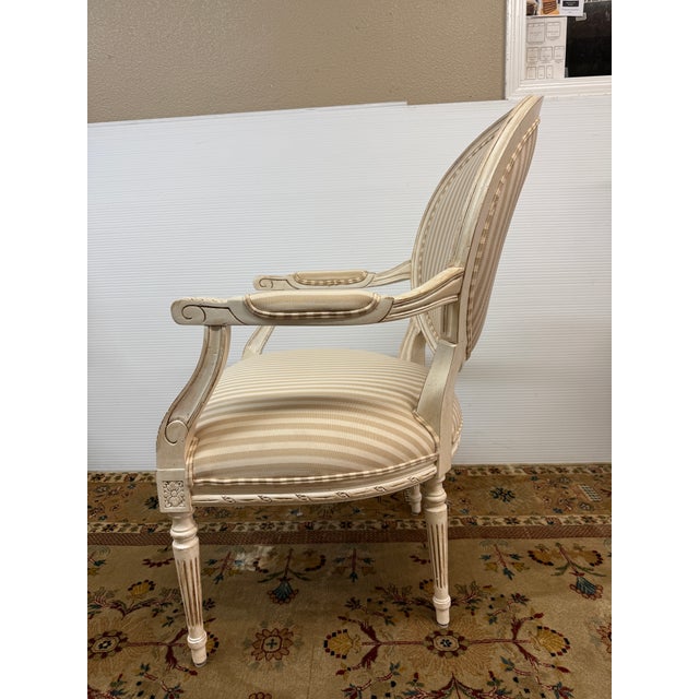 Cream Ethan Allen French Louis XVI Style Armchairs, Pair For Sale - Image 8 of 12