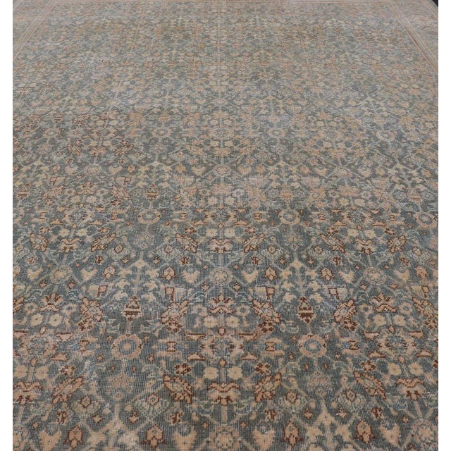 Textile Light Blue/Gray Background Persian Antique Tabriz Rug With All-Over Herati Design For Sale - Image 7 of 13