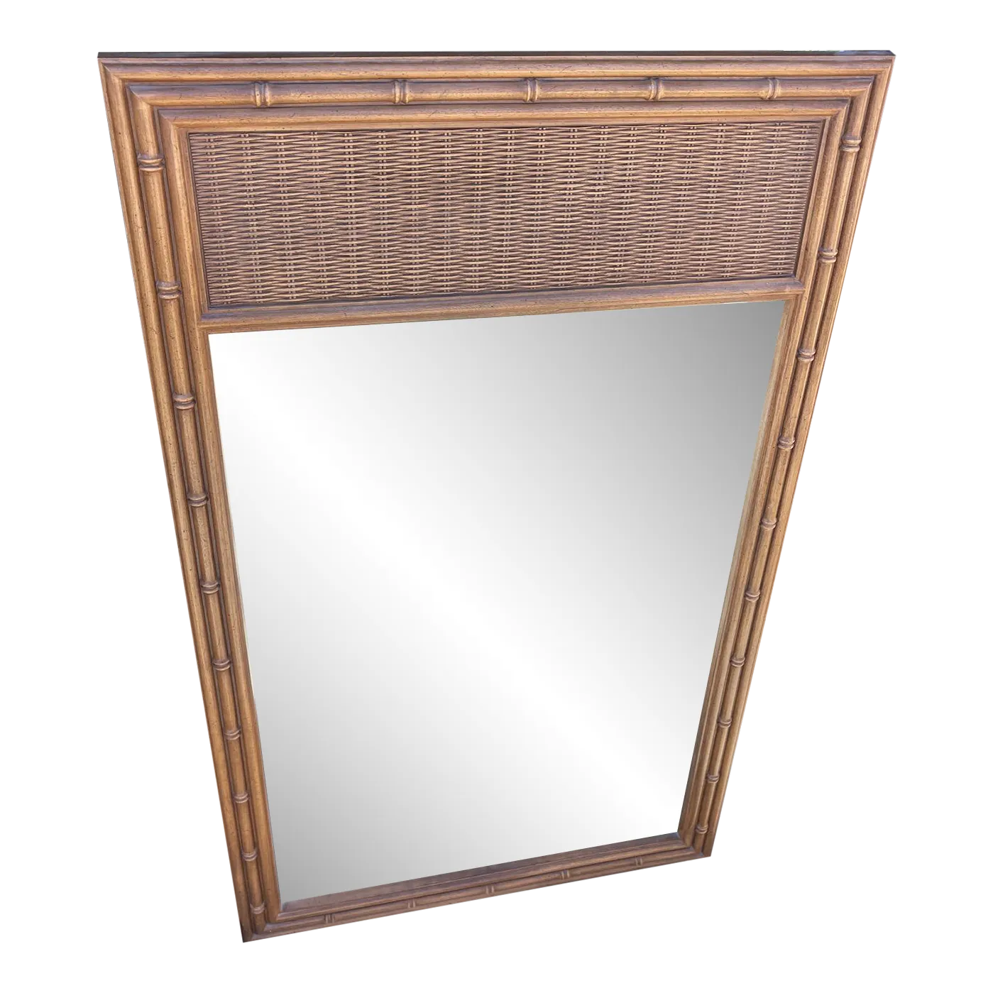 Vintage Mid-Century Thomasville Faux Bamboo Mirror | Chairish