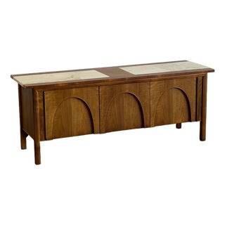 1960s Arched Walnut Credenza For Sale