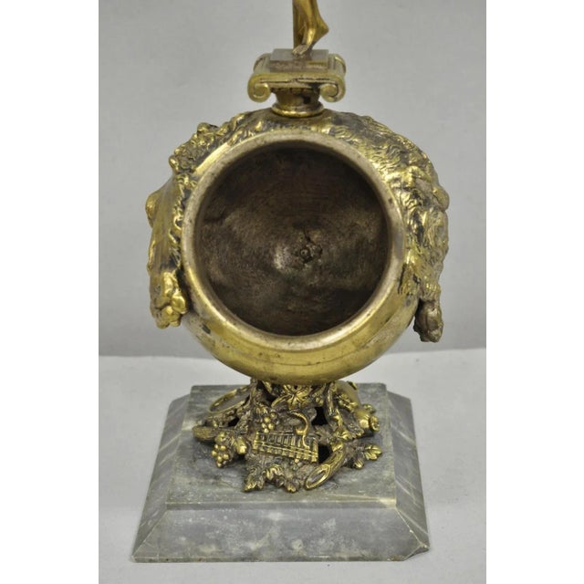 Metal Antique French Renaissance Bronze Figural Game Hunting Lion Desk Table Lamp For Sale - Image 7 of 14