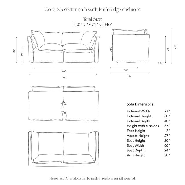 English Sophie Conran Coco 2.5 Seater Sofa - Cornish Blue Wide Stripes with Knife Edge Cushion For Sale - Image 3 of 4