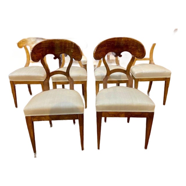Set of 8 Biedermeier Walnut Dining Chairs For Sale