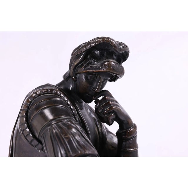 19th-Century Bronze Sculpture of Lorenzo De’ Medici After Michelangelo – Signed “R. Lion Sauvage” For Sale - Image 4 of 18