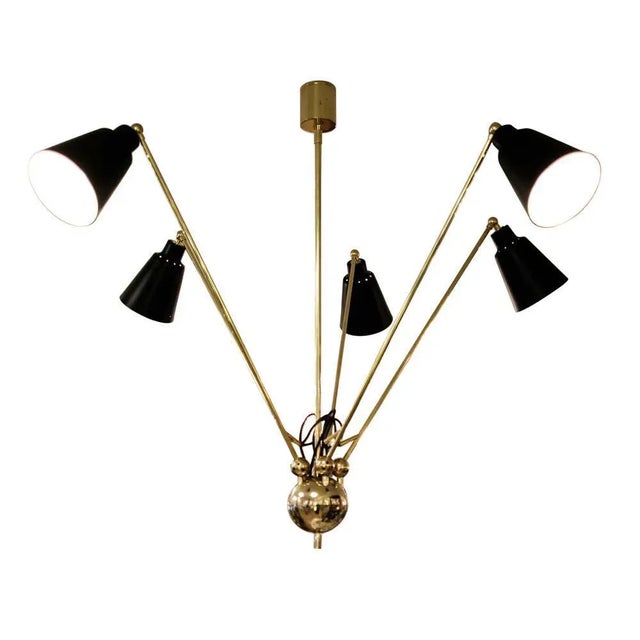 Five Star Ceiling Light in Brass For Sale - Image 3 of 9