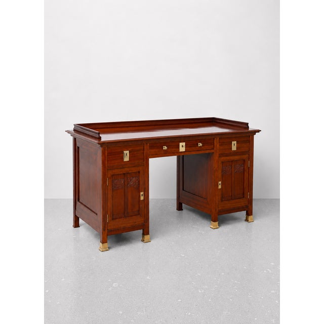 Object: art nouveau gentleman's writing desk (freestanding) design & execution: michael niedermoser (vienna, 1905)...