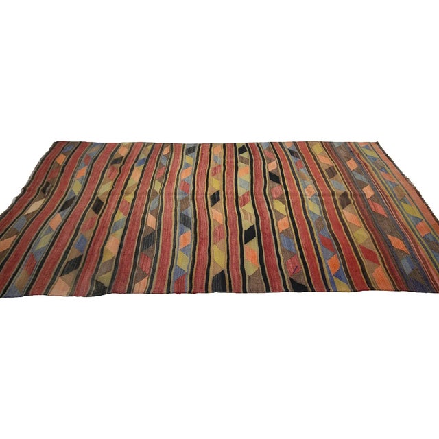 Vintage Turkish Wool Kilim Rug For Sale - Image 4 of 7