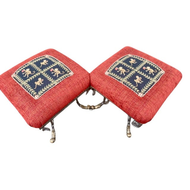 Metal Vintage Italian Palm Beach Style Tete a Tete Showhouse Iron Bench For Sale - Image 7 of 8