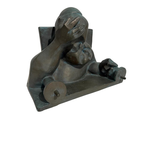 Ted Egri, Ted Egri Taos Modernist Judaica Cubist Bronze Sculpture Rabbi & Torah WPA Artist For Sale - Image 10 of 14