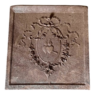 Antique Ghotic Style Two Sacred Heart Design Metal Fireplace Insert For Sale