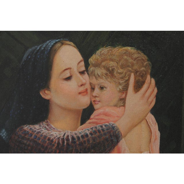 Large Framed Oil Painting on Canvas - Woman & Child Signed For Sale - Image 9 of 18