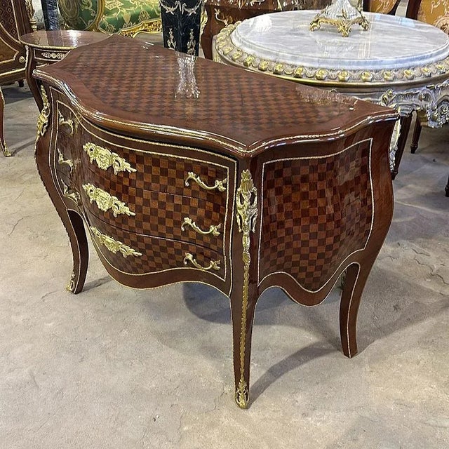 Louis XV Style Copper Marble Commode Rococo For Sale - Image 4 of 5