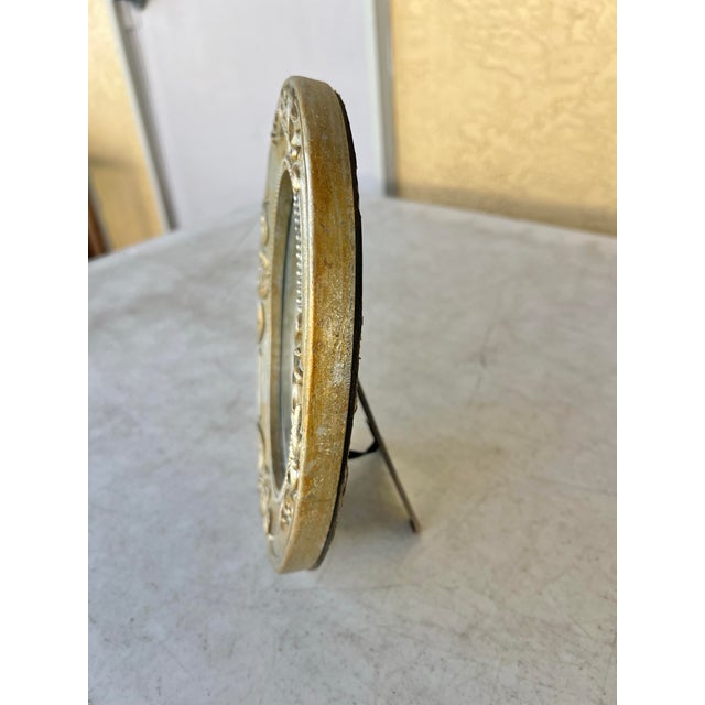 Glass Small Vintage Gold Tone Oval Mirror for Table or Wall For Sale - Image 7 of 8