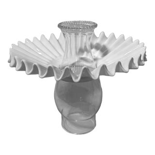 19th Century Antique Victorian Fluted White Milk Glass Petticoat Lampshade - 3" Fitter For Sale