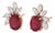 18k Gold Ruby 3.41ct Diamond 0.59ct Stud Earrings, India, New For Sale