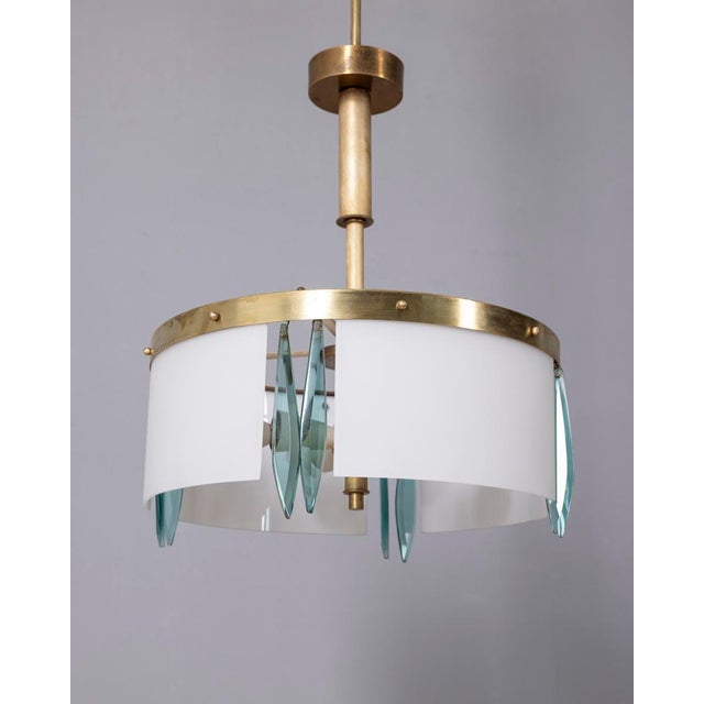 Vintage Blue Glass and Crystal Pendant Light, Italy, 1950s For Sale - Image 16 of 16
