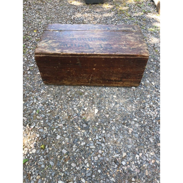 1930s Rustic Distressed Small Wooden Trunk For Sale - Image 11 of 12