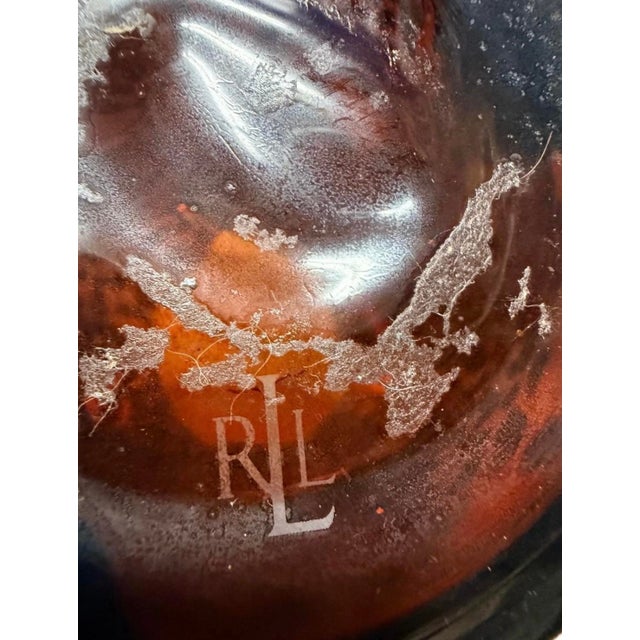 Late 20th Century Vintage Signed Ralph Lauren Home “Safari Tortoise” Hand-Blown Art Glass Hurricane Vase For Sale - Image 5 of 5