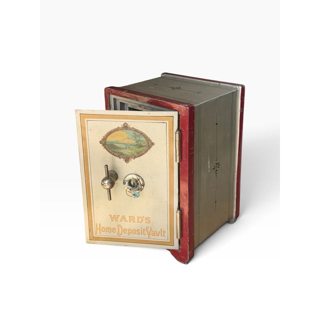 American Antique Ward's Home Deposit Vault Personal Safe With Key For Sale - Image 3 of 6