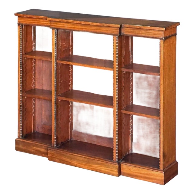 Edwardian Breakfront Bookcase of Mahogany From England For Sale