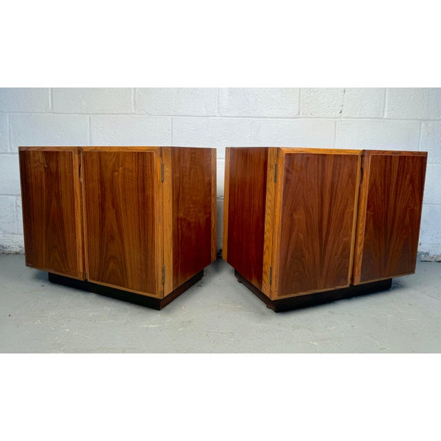 Mid-Century Modern Mid 20th Century Vintage Walnut Cabinet Nightstands by Lane - a Pair For Sale - Image 3 of 12