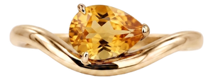 Citrine Engagement Ring | November Birthstone Ring | Curved Solitaire Gemstone Ring Us 7