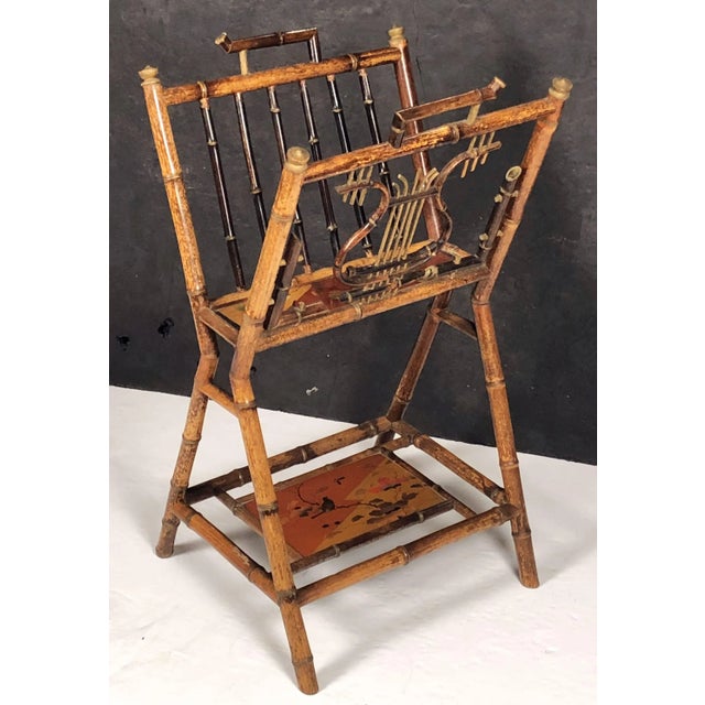 Wood English Bamboo Canterbury Music Rack or Magazine Stand For Sale - Image 7 of 13