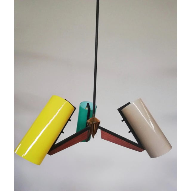 Metal Mid-Century Italian Chandelier For Sale - Image 7 of 13