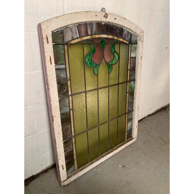 Wood Mid 20th Century Stained Glass Window For Sale - Image 7 of 7
