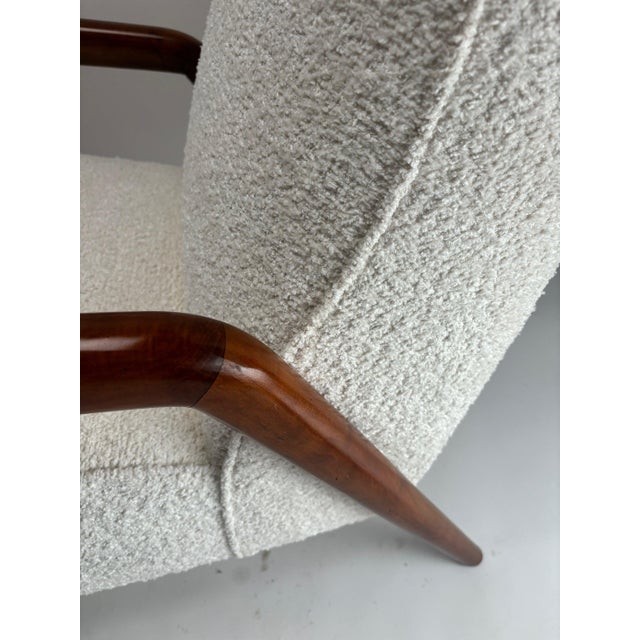 Mid-Century Italian Armchair in Wood and Fabric in the style of Paolo Buffa, 1950 For Sale - Image 3 of 12