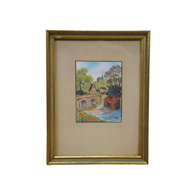 Realism Mid Century Helen McRae Architectural Watercolor City Landscape Paintings 9" - Set of 2 For Sale - Image 3 of 12