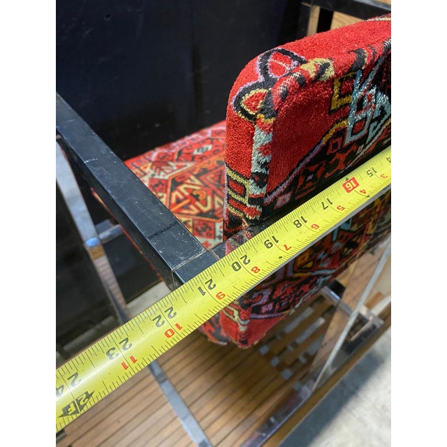 1970s Set of 4 Architectural Chrome Chairs Upholstered in Teimani Fabric For Sale - Image 9 of 10