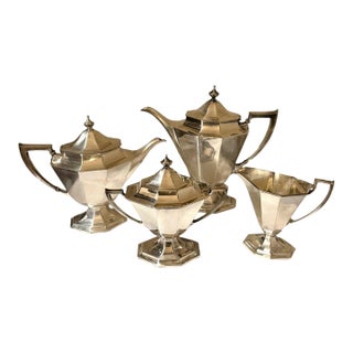 Antique Art Deco Pairpoint Sheffield 0316 Silverplate Coffee Tea Service - 4 Pcs For Sale