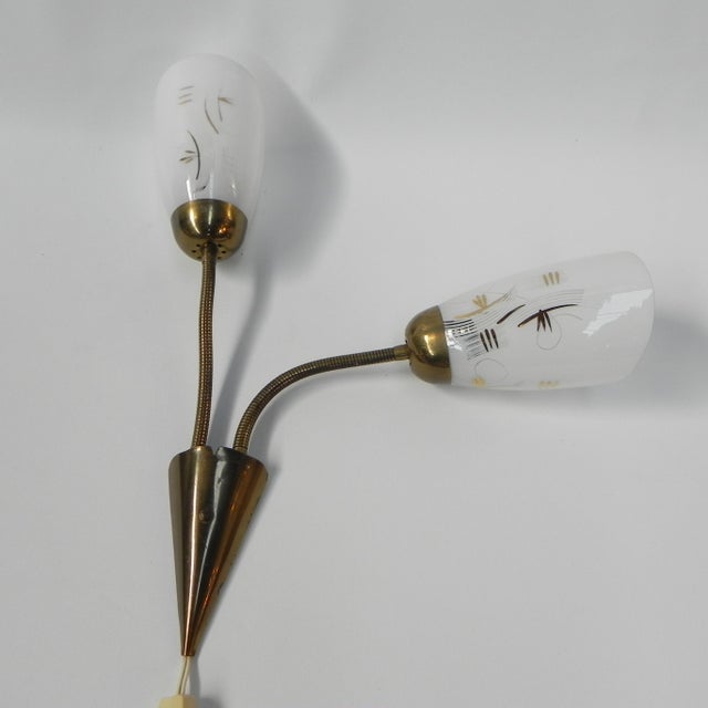 Vintage Wall Lamp with Tube Rods and 2 Glass Shades, 1950s For Sale - Image 9 of 14
