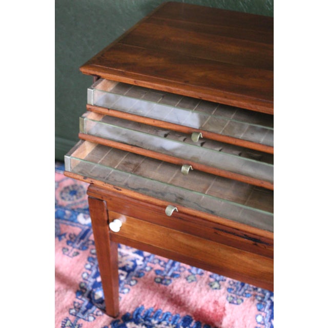 Wood Antique Spool Cabinet With Glass Drawers From the Late 1800s For Sale - Image 7 of 14