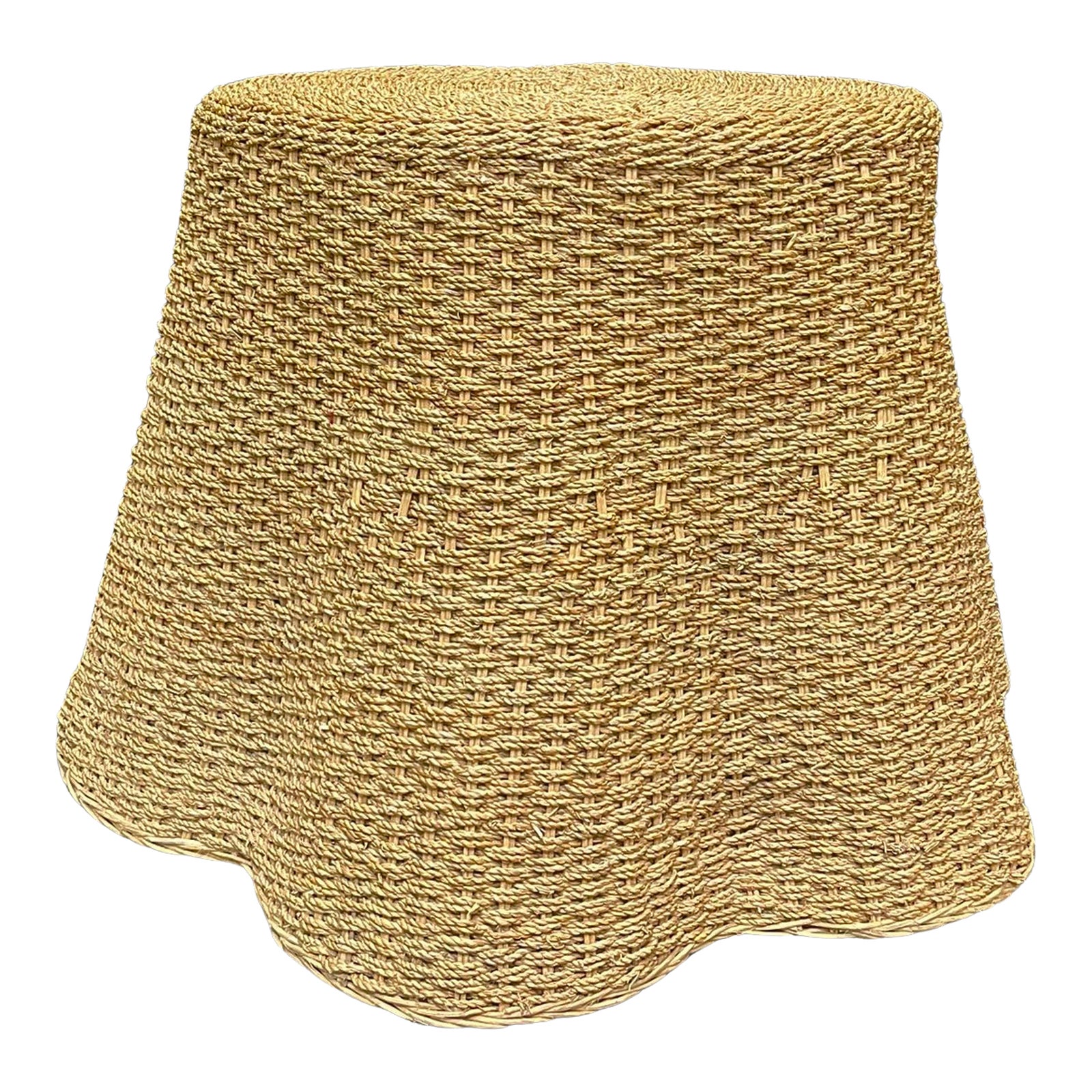 Late 20th Century Trope l'Oeil Draped Wicker Table | Chairish