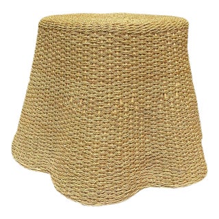 Late 20th Century Trope l'Oeil Draped Wicker Table For Sale