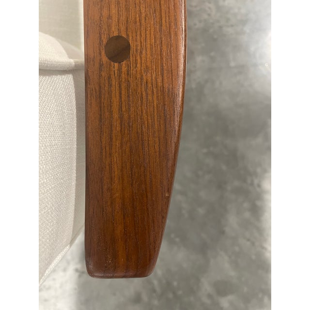 Wood Milo Baughman for Thayer Coggin Recliner 74 in White Fabric With Walnut Frame For Sale - Image 7 of 9