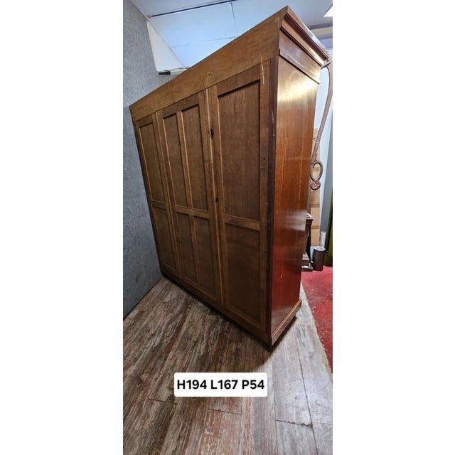 Large Antique Mahogany Wardrobe with Mirror, 1890s For Sale - Image 5 of 15