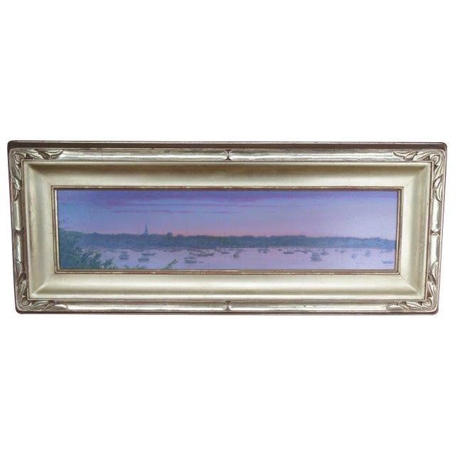 1994 Peter Quidley Monomoy Nantucket Martime Harbor Sunset Oil Painting For Sale - Image 13 of 13