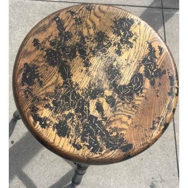 20Thc Plank Seat Original Painted Stool For Sale In Los Angeles - Image 6 of 6