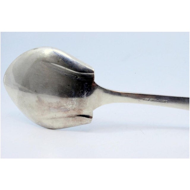 Silver Vegetable Spoon with Reliefs on the Shell and Grooves For Sale - Image 6 of 8