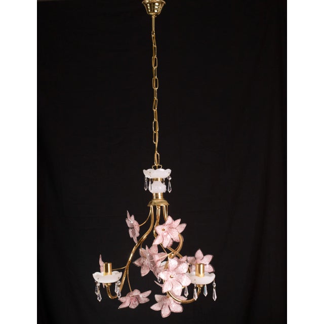 Pink Flowers Murano Chandelier, 1970s For Sale - Image 9 of 12