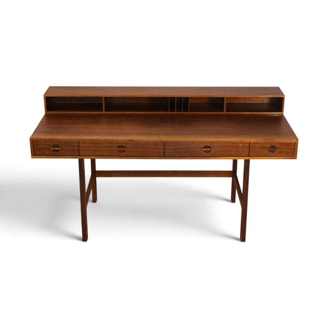 Dansk Peter Lovig Danish Vintage Mid Century Modern Flip Top Teak Desk C. 1970s For Sale - Image 4 of 15