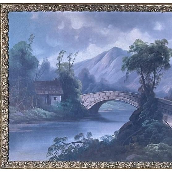 Late 19th Century Antique 19th Century River Crossing Landscape Oil Painting in Victorian Gilt Frame For Sale - Image 5 of 13