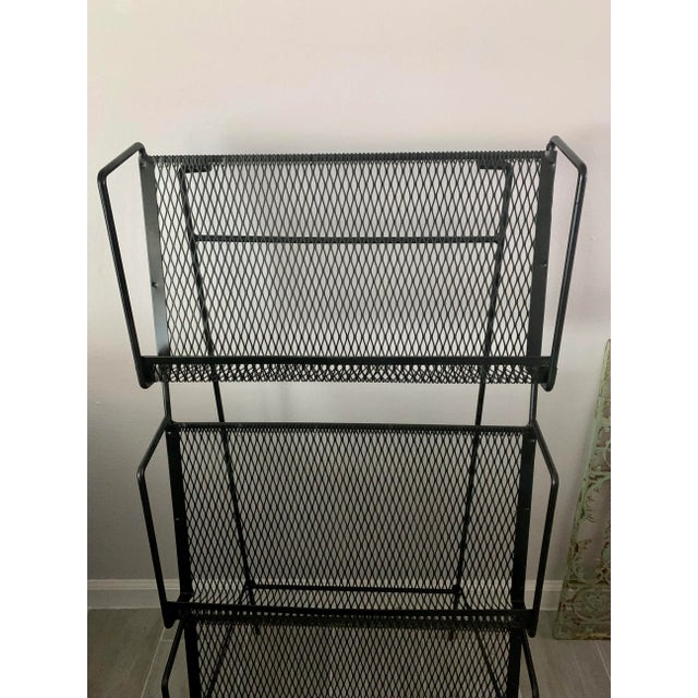 Mid Century Modern Folding Iron Magazine Book Record Album Stand Display Rack Shelf - Atomic Modernist Metal Design For Sale - Image 11 of 13