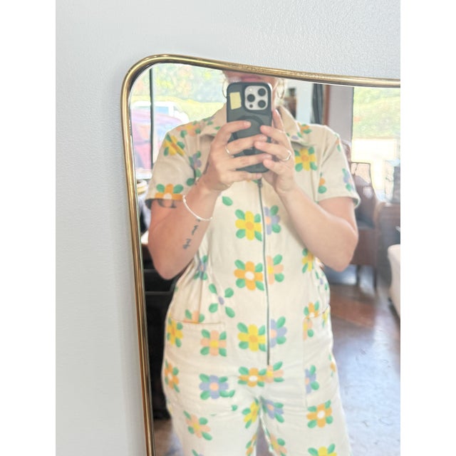 Mid 20th Century Italian Modern Gio Ponti Style Wall Mirror in Brass Frame (H 47 1/2 X W 23 3/4) For Sale - Image 5 of 10