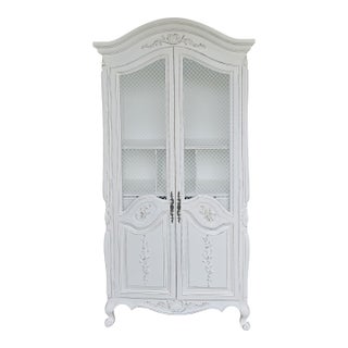 White Armoire Cabinet, French Provencial, 1950's For Sale