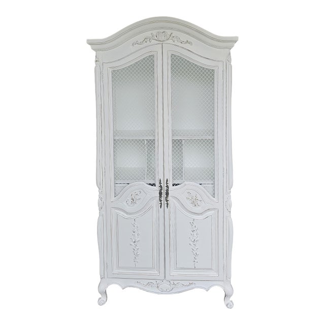 White Armoire Cabinet, French Provencial, 1950's For Sale