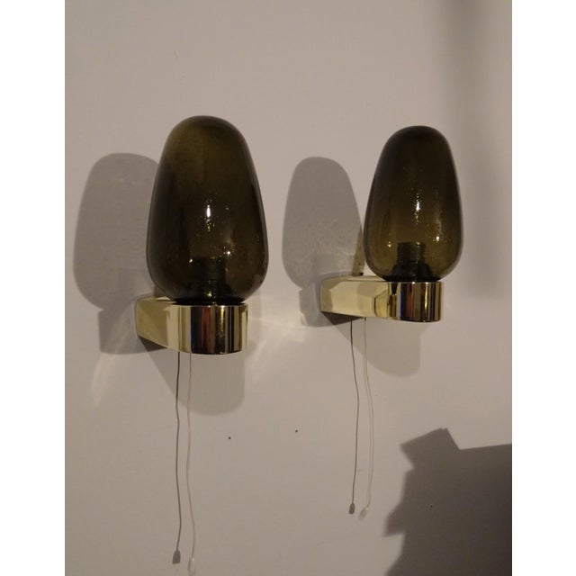 Vintage Scandinavian Wall Sconces in Glass with Spare Shade, 1970s, Set of 2, in Flawless conditions. Designed 1970 to...